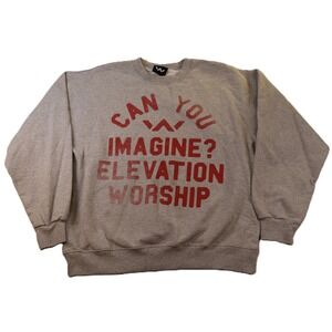 Elevation Worship Mens L Sweatshirt Gray Can You Imagine Graphic Crewneck
